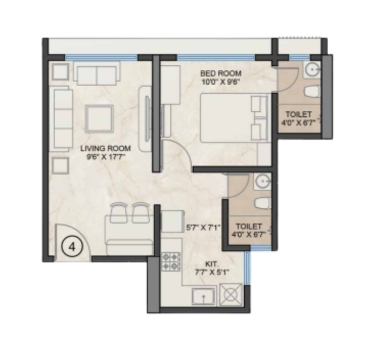 2 BHK Floor Plan