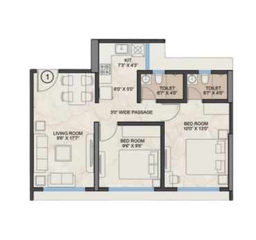 3 BHK Floor Plan